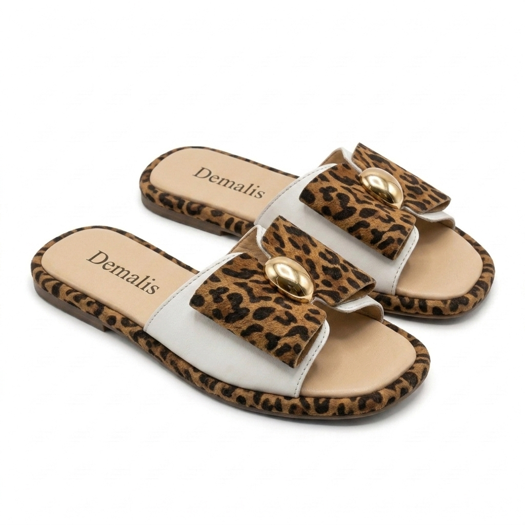 Slapi / Saboti dama piele intoarsa naturală. cod SAB2. culoare ANIMAL PRINT