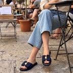 Slapi / Saboti dama piele intoarsa naturală. cod SAB2. culoare BLEOMARIN