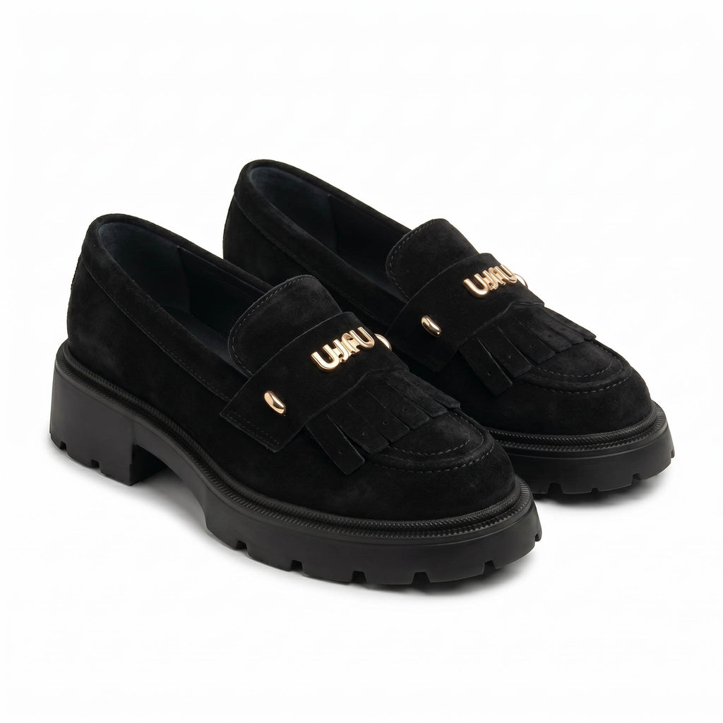 Mocasini damă din piele naturală INTOARSA, culoare NEGRU. COD 1310