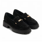 Mocasini damă din piele naturală INTOARSA, culoare NEGRU. COD 1310