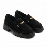 Mocasini damă din piele naturală INTOARSA, culoare NEGRU. COD 1310