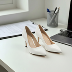 Pantofi eleganti dama din piele naturala l culoare alba l cod B795-T48