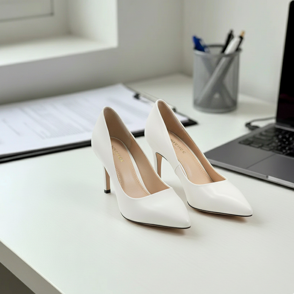 Pantofi eleganti dama din piele naturala l culoare alba l cod B795-T48