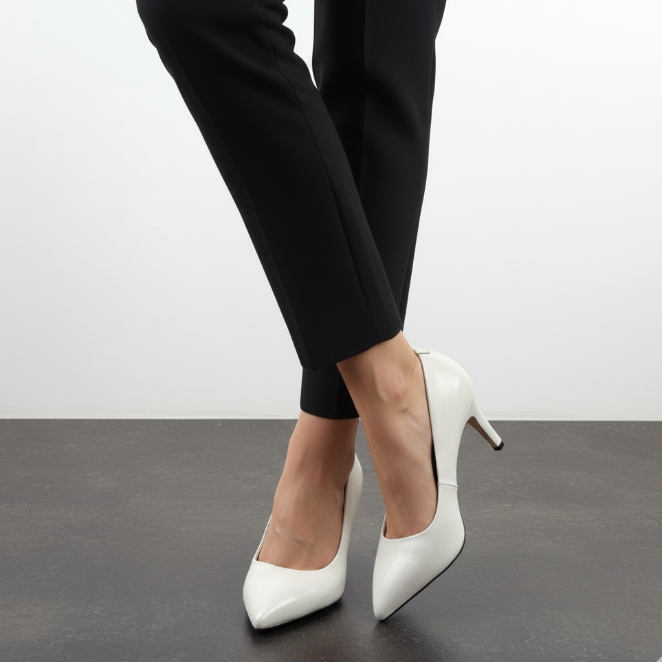 Pantofi eleganti dama din piele naturala l culoare alba l cod B795-T48