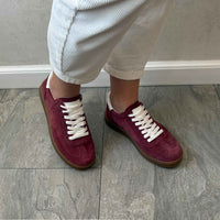 Pantofi 128 casual din piele naturala culoare visiniu