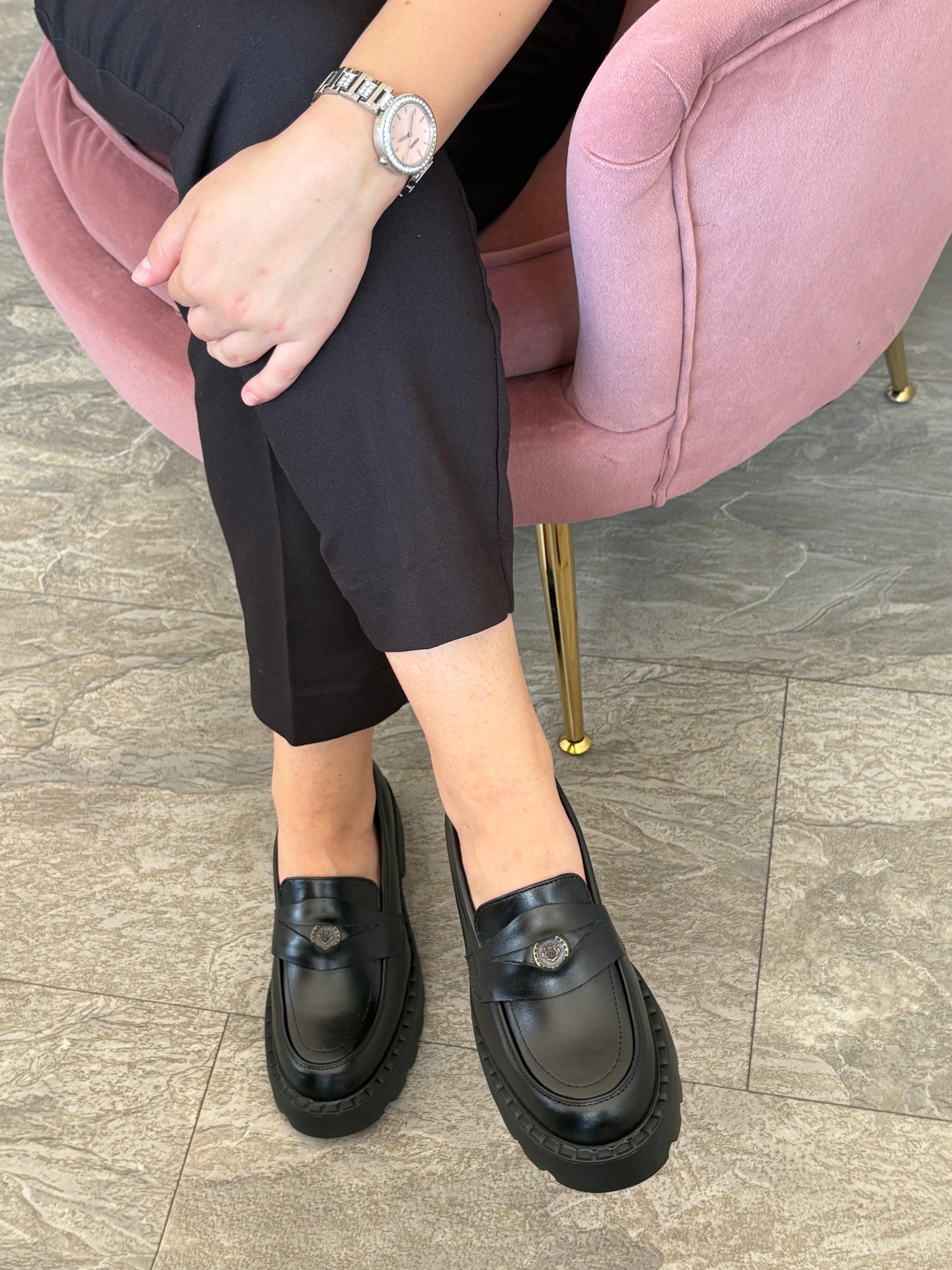 Mocasini damă culoare negru din piele naturală 129