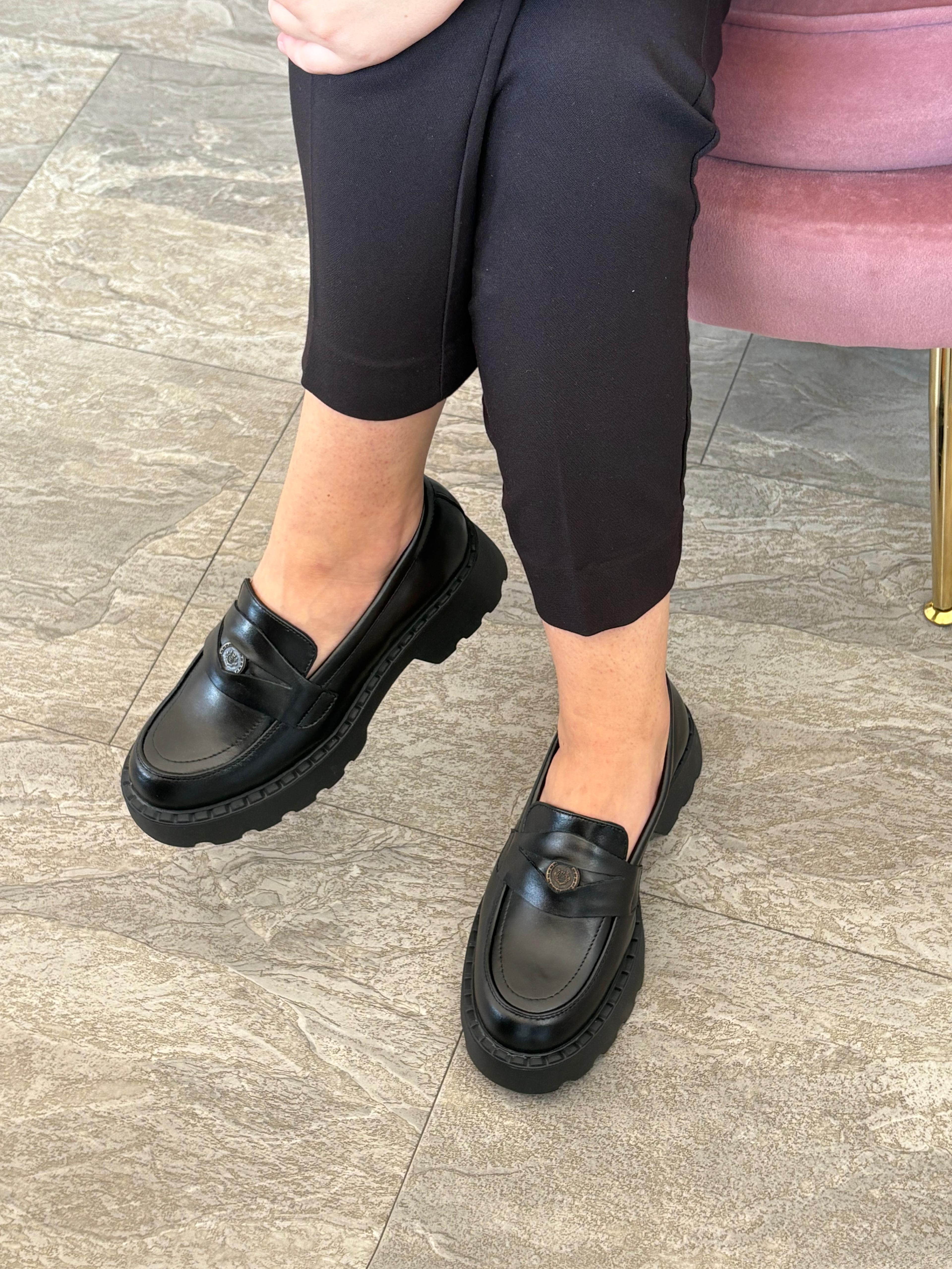 Mocasini damă culoare negru din piele naturală 129