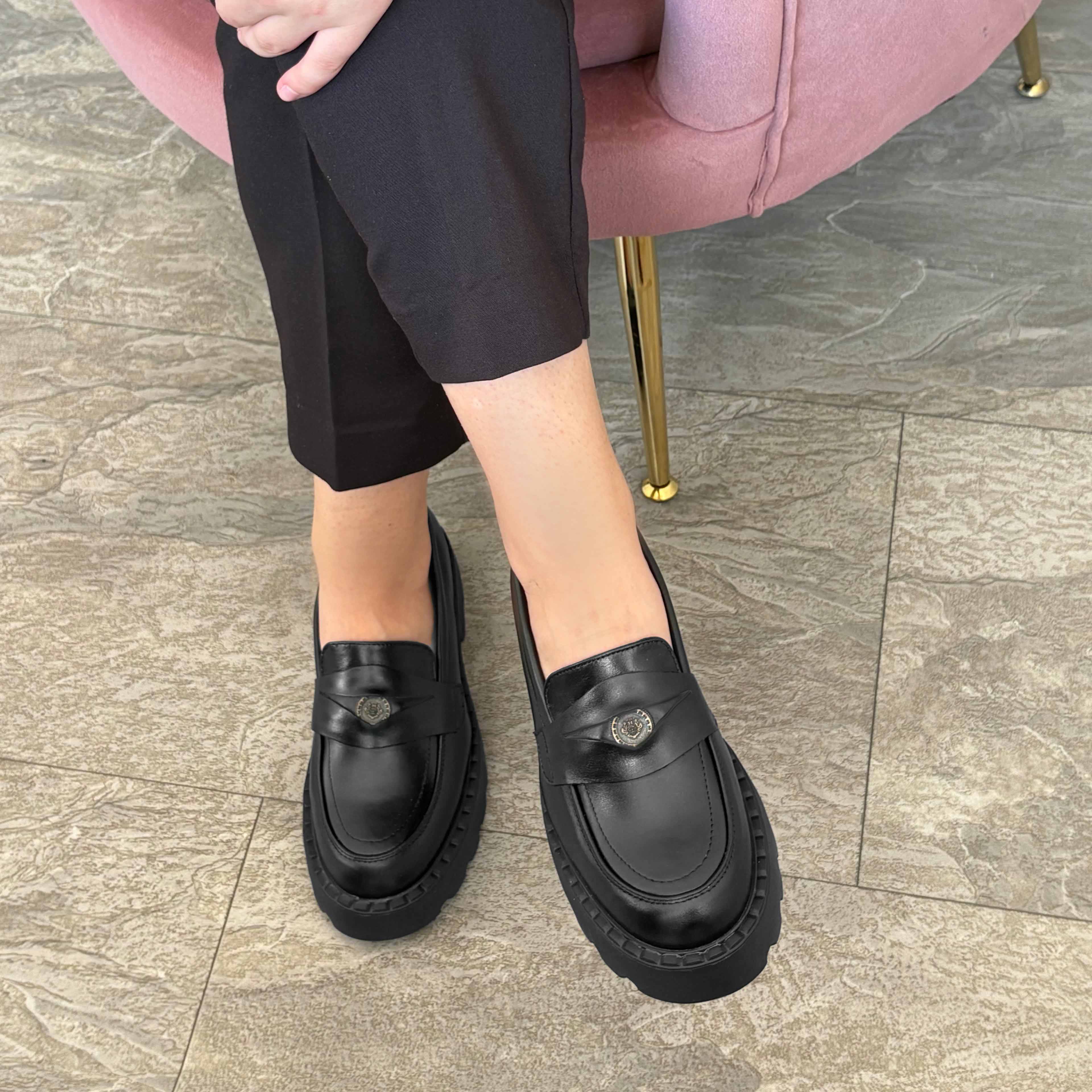 Mocasini damă culoare negru din piele naturală 129