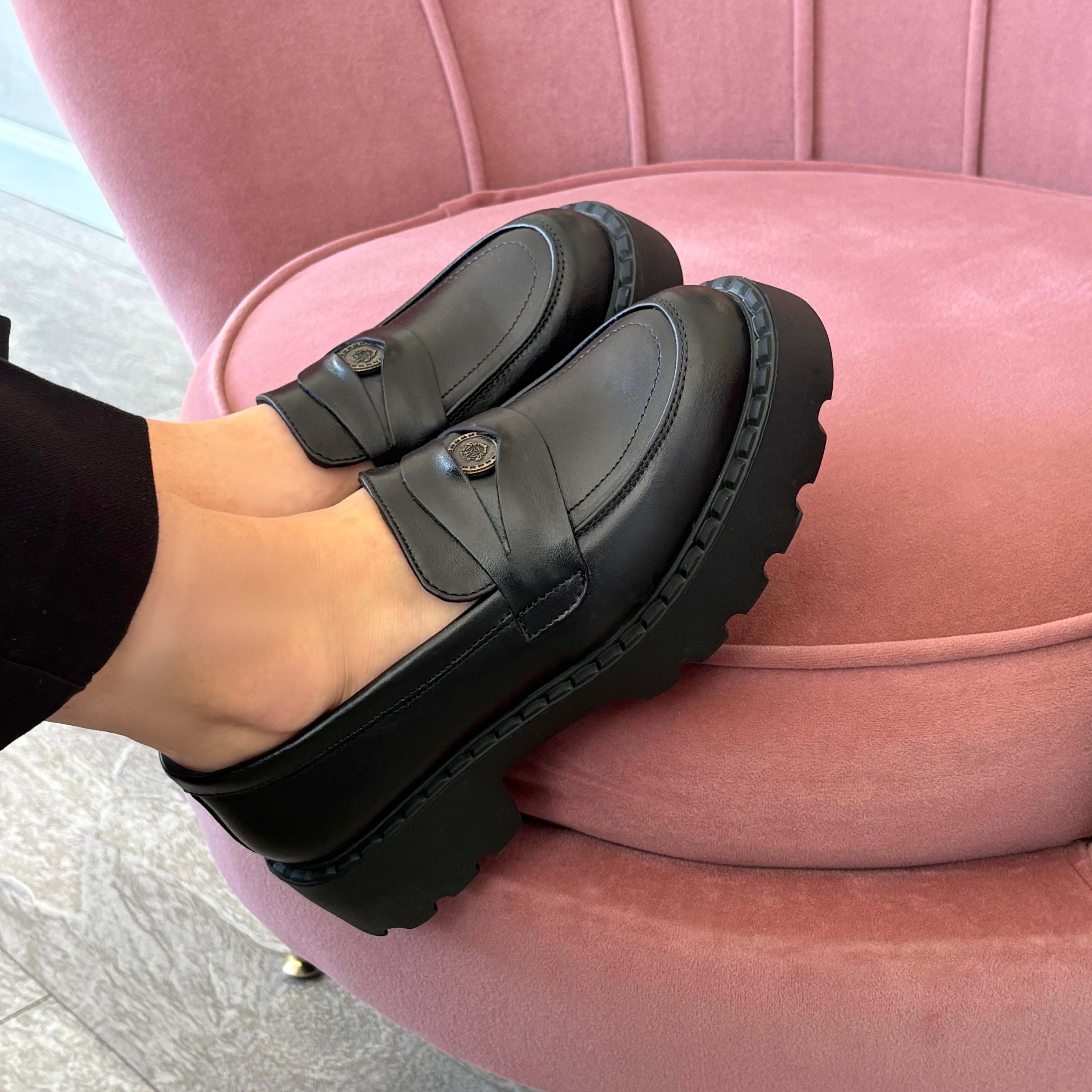 Mocasini damă culoare negru din piele naturală 129