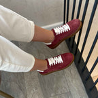 Pantofi 128 casual din piele naturala culoare visiniu