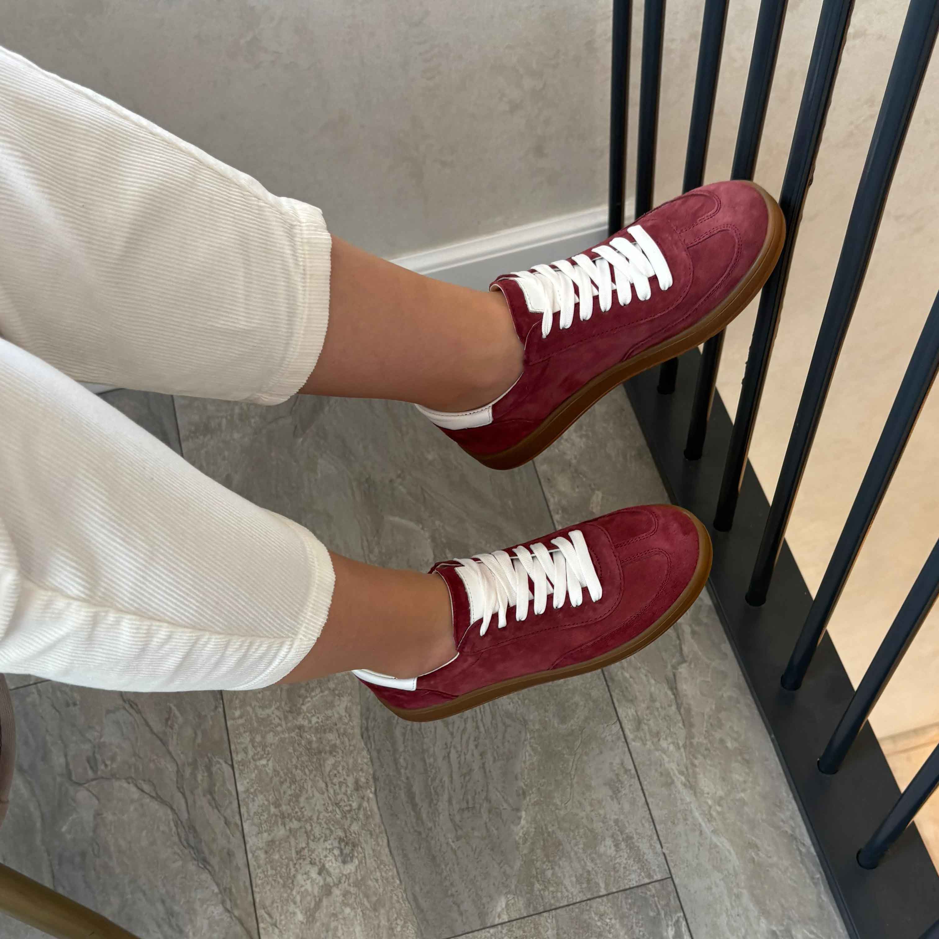 Pantofi 128 casual din piele naturala culoare visiniu