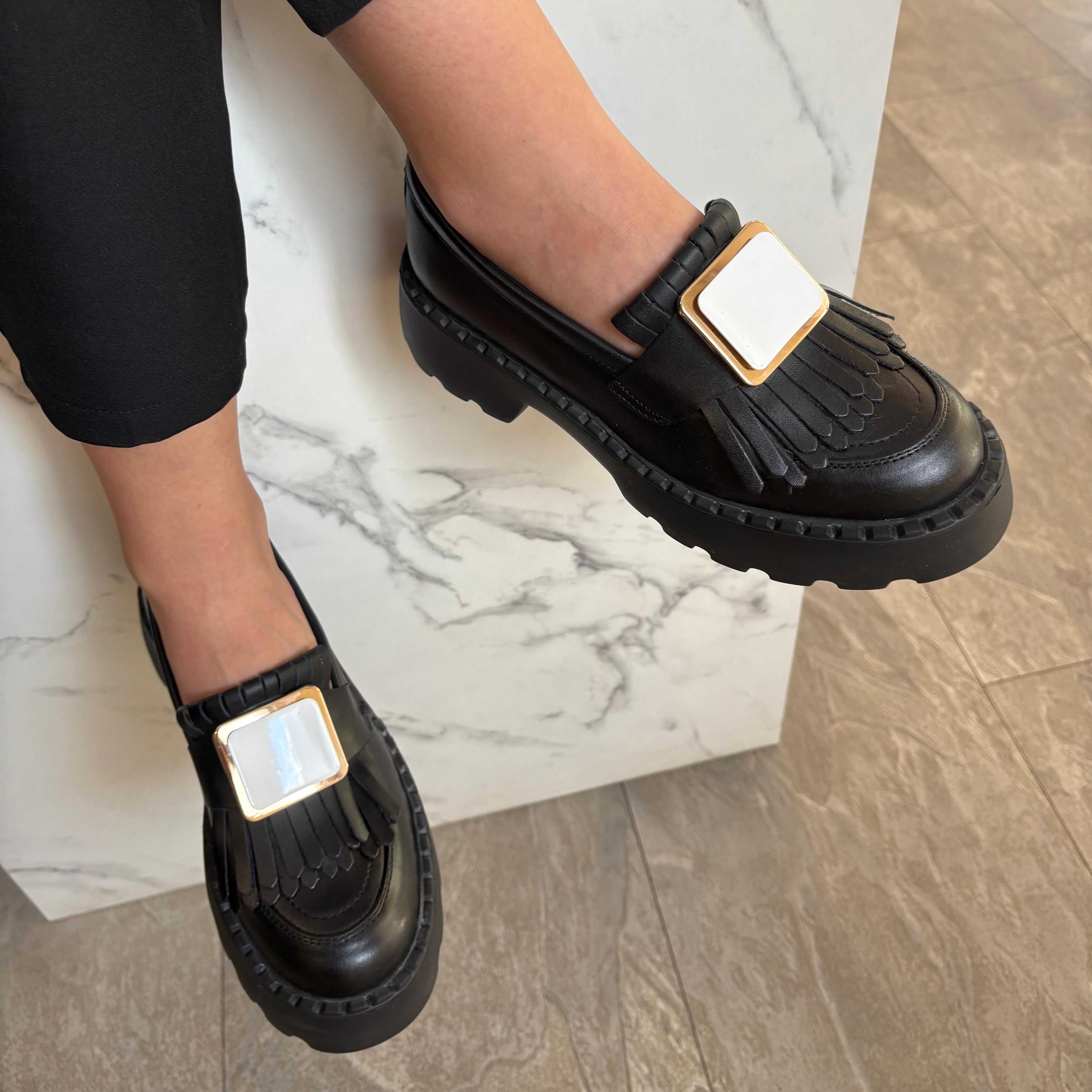 Mocasini damă culoare neagra din piele naturală cod 139 negru