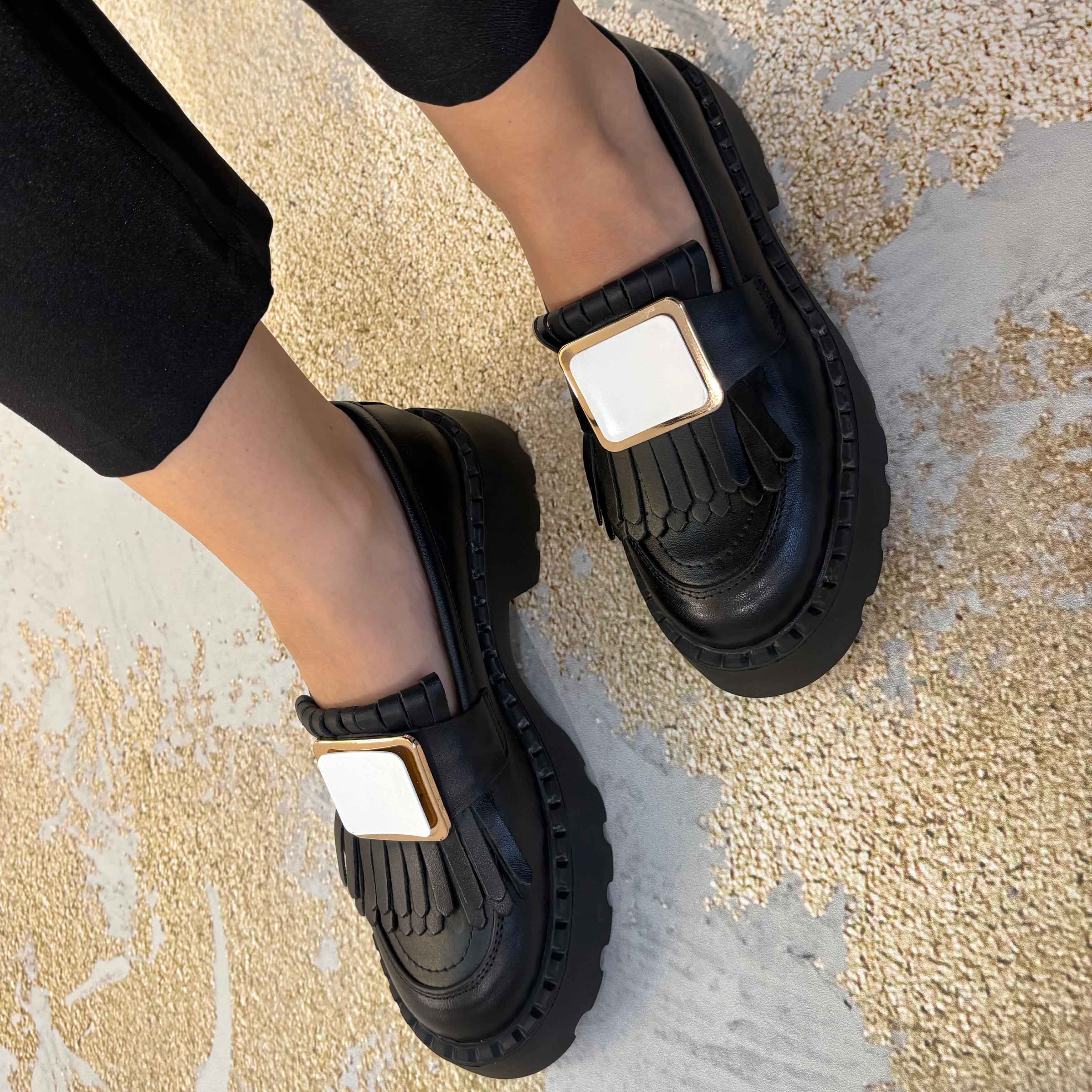 Mocasini damă culoare neagra din piele naturală cod 139 negru