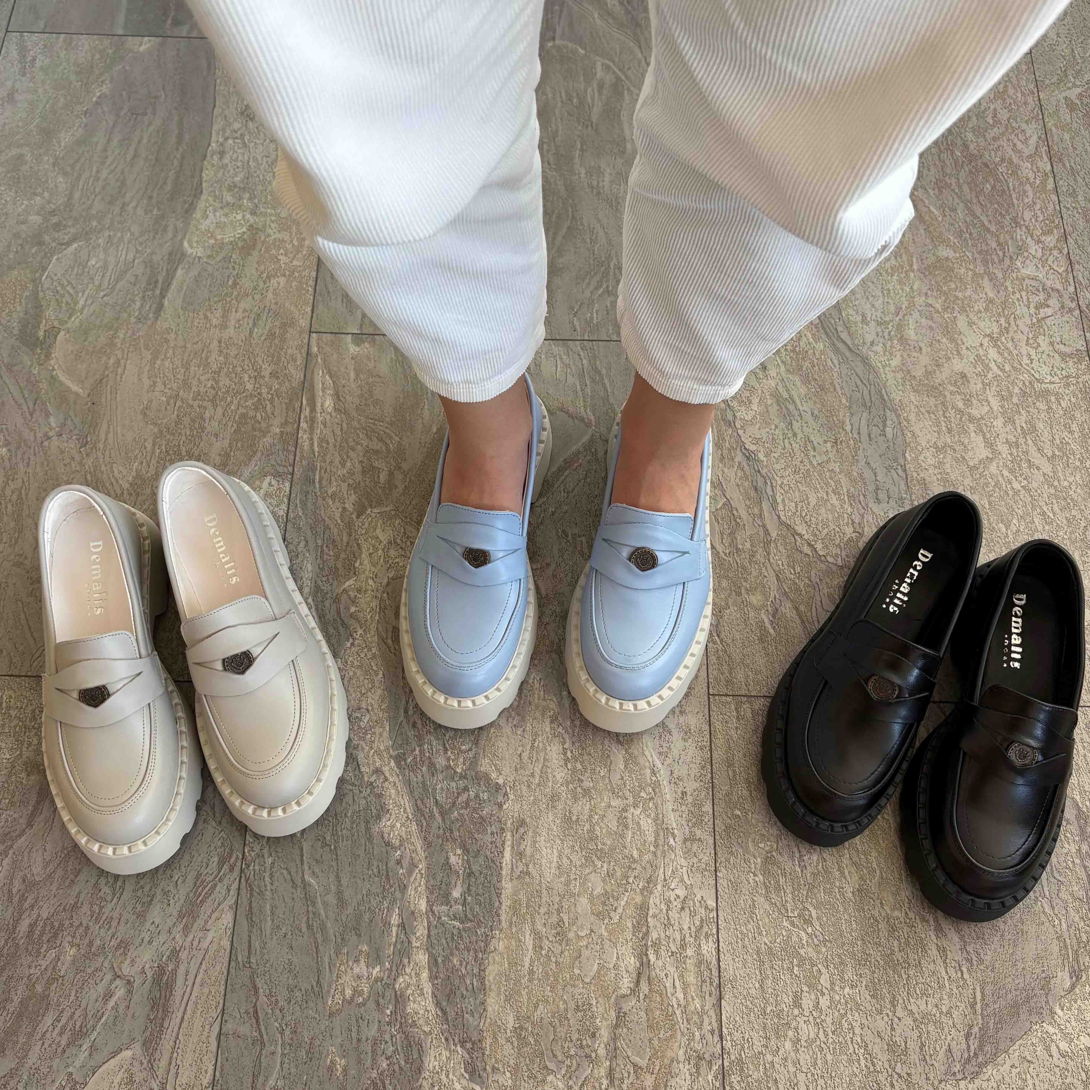 Mocasini damă culoare alb natur din piele naturală 129