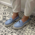 Mocasini damă culoare albastru din piele naturală 129
