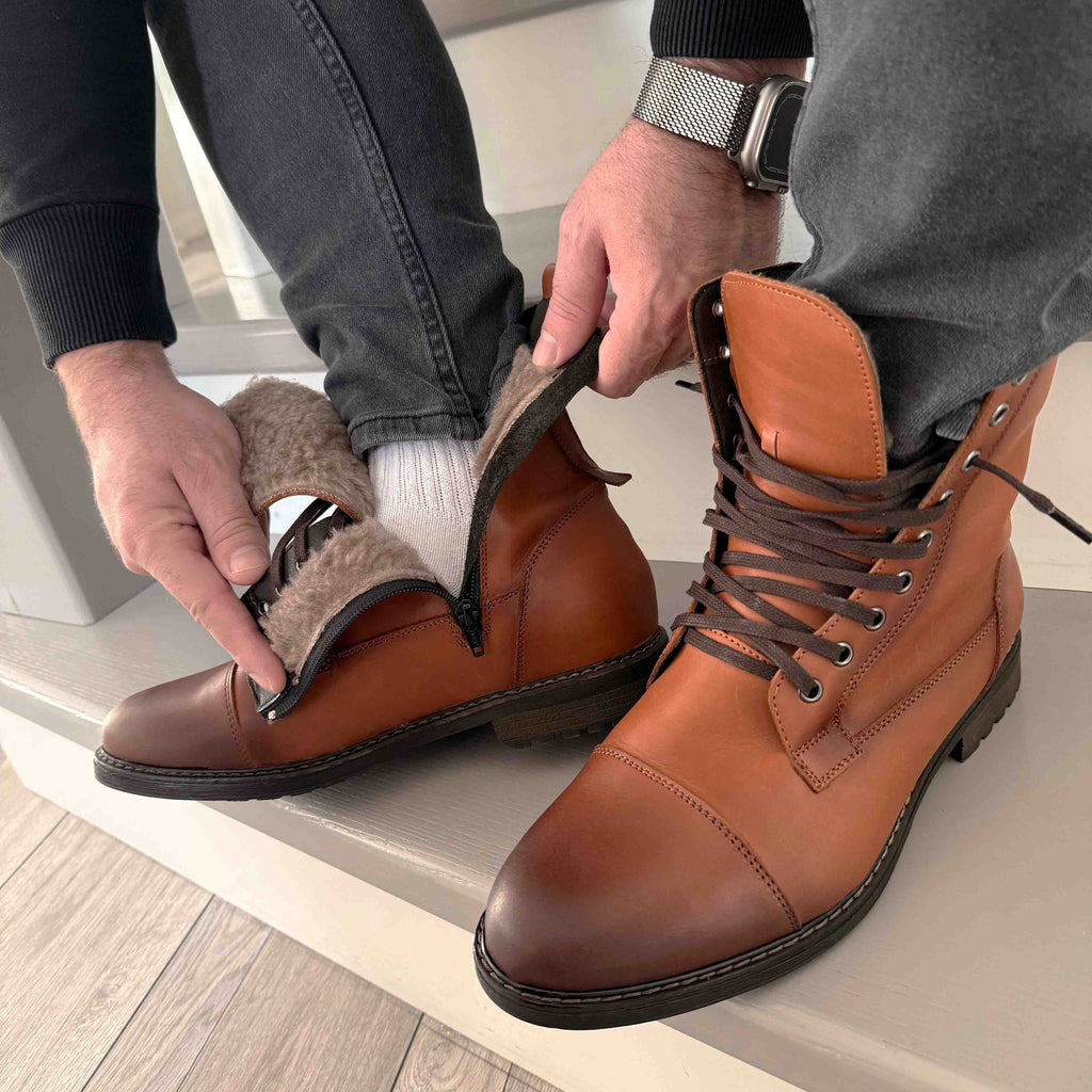 Ghete bărbați piele naturală 900 Maro deschis