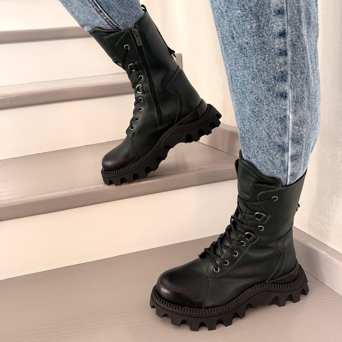 Ghete damă piele naturală | 799 verde