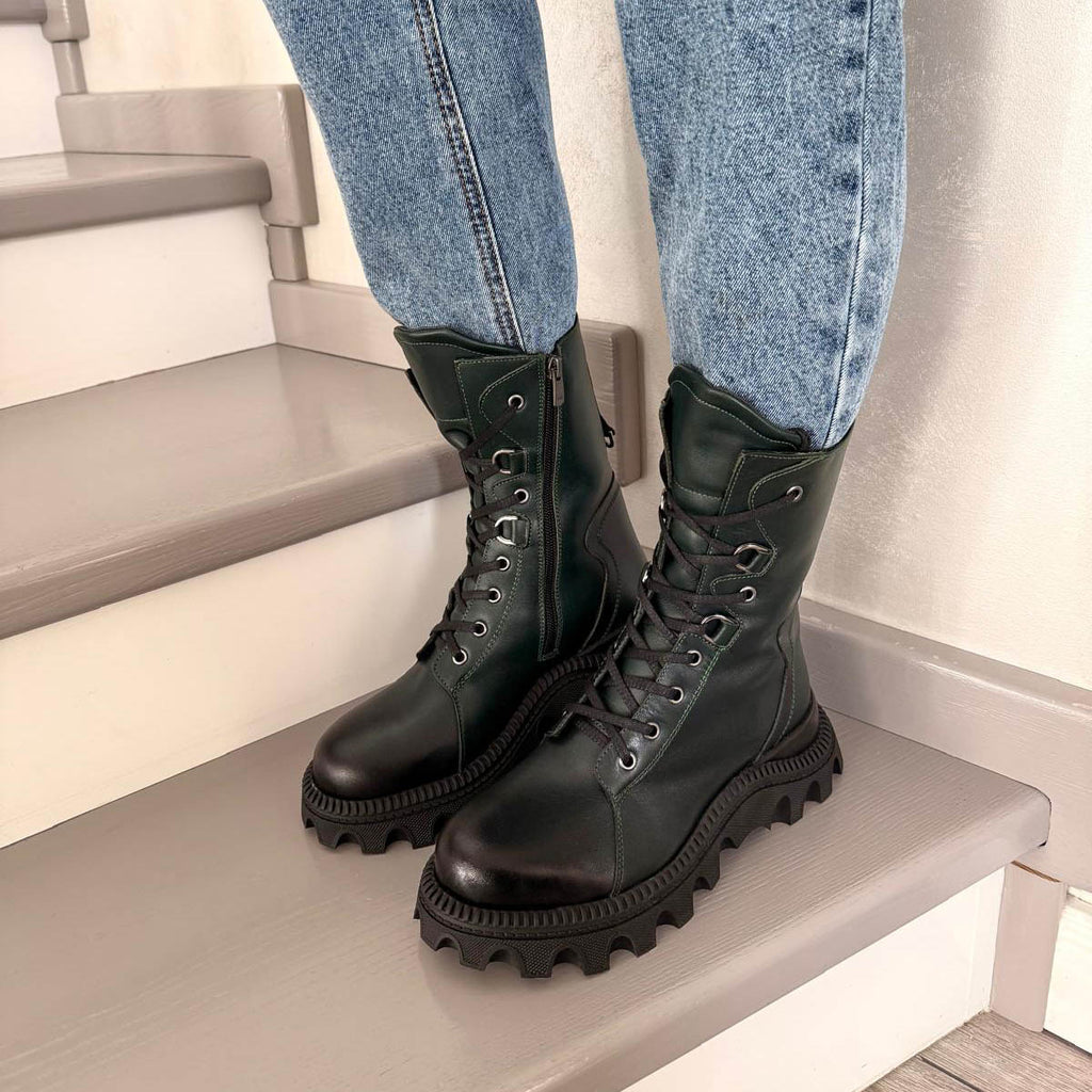 Ghete damă piele naturală | 799 verde