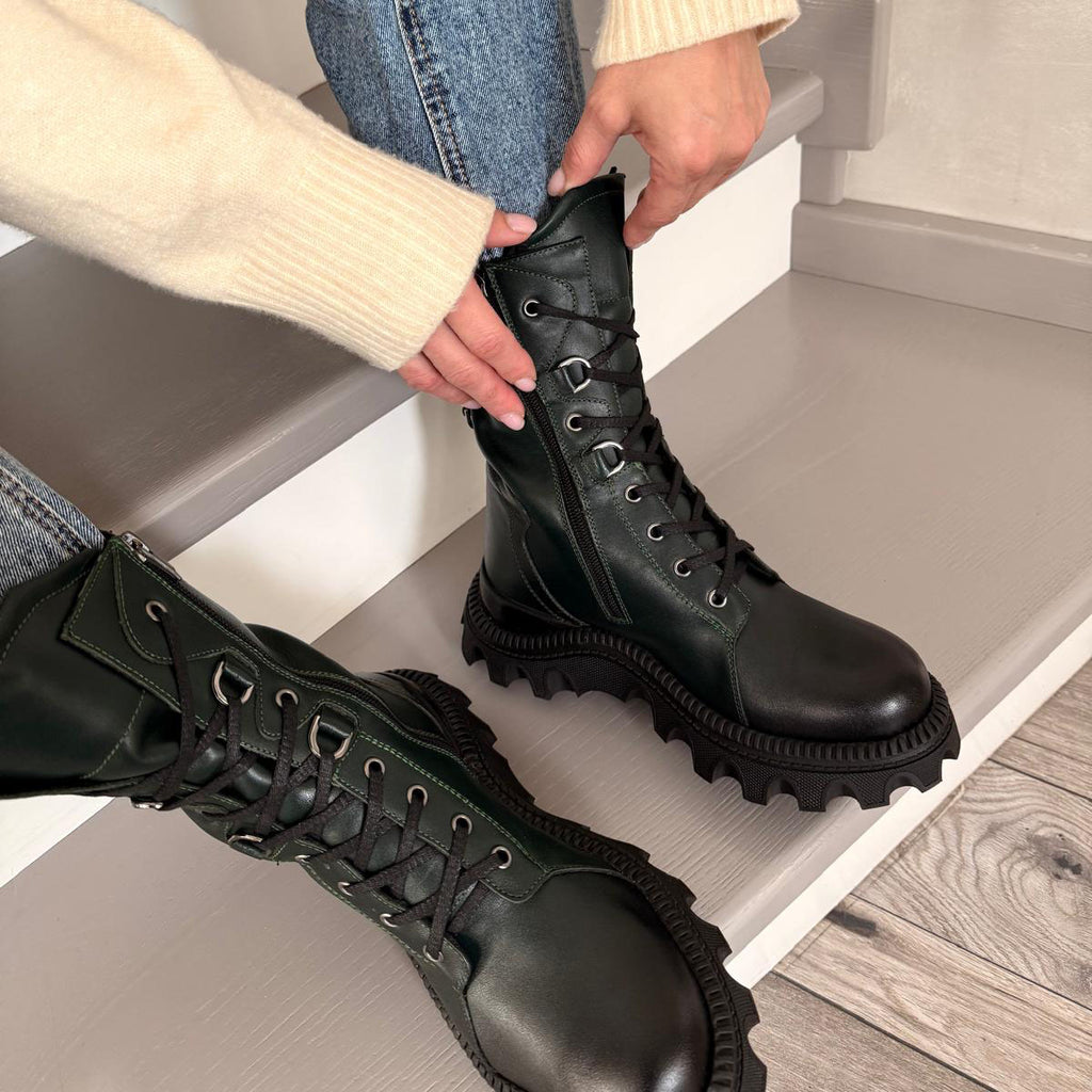 Ghete damă piele naturală | 799 verde