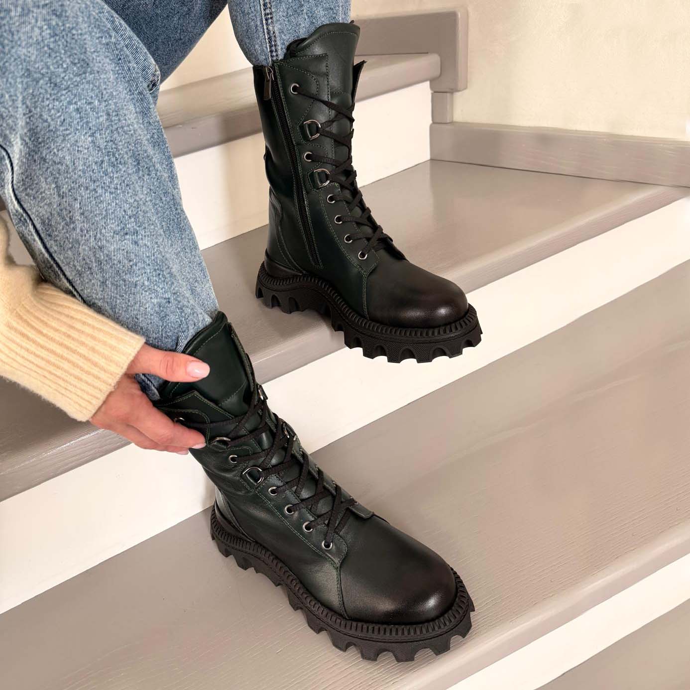 Ghete damă piele naturală | 799 verde