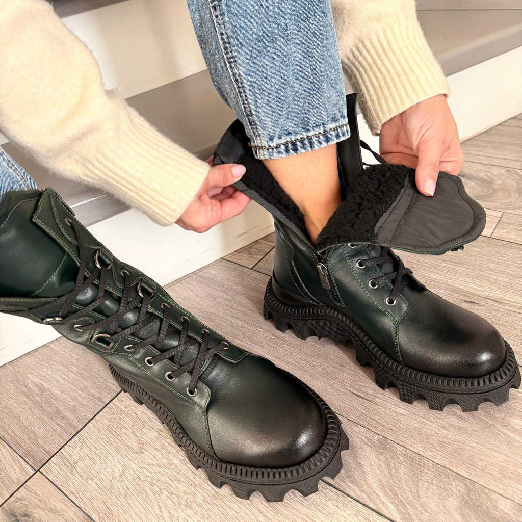 Ghete damă piele naturală | 799 verde