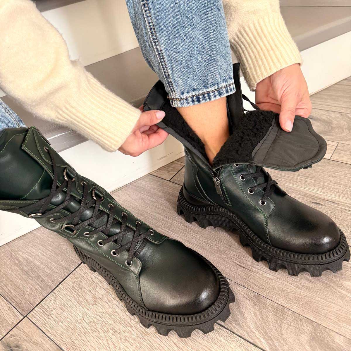 Ghete damă piele naturală | 799 verde