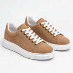 Pantofi sport bărbați PIELE INTOARSA naturală 4101 Culoare BEJ-ALB