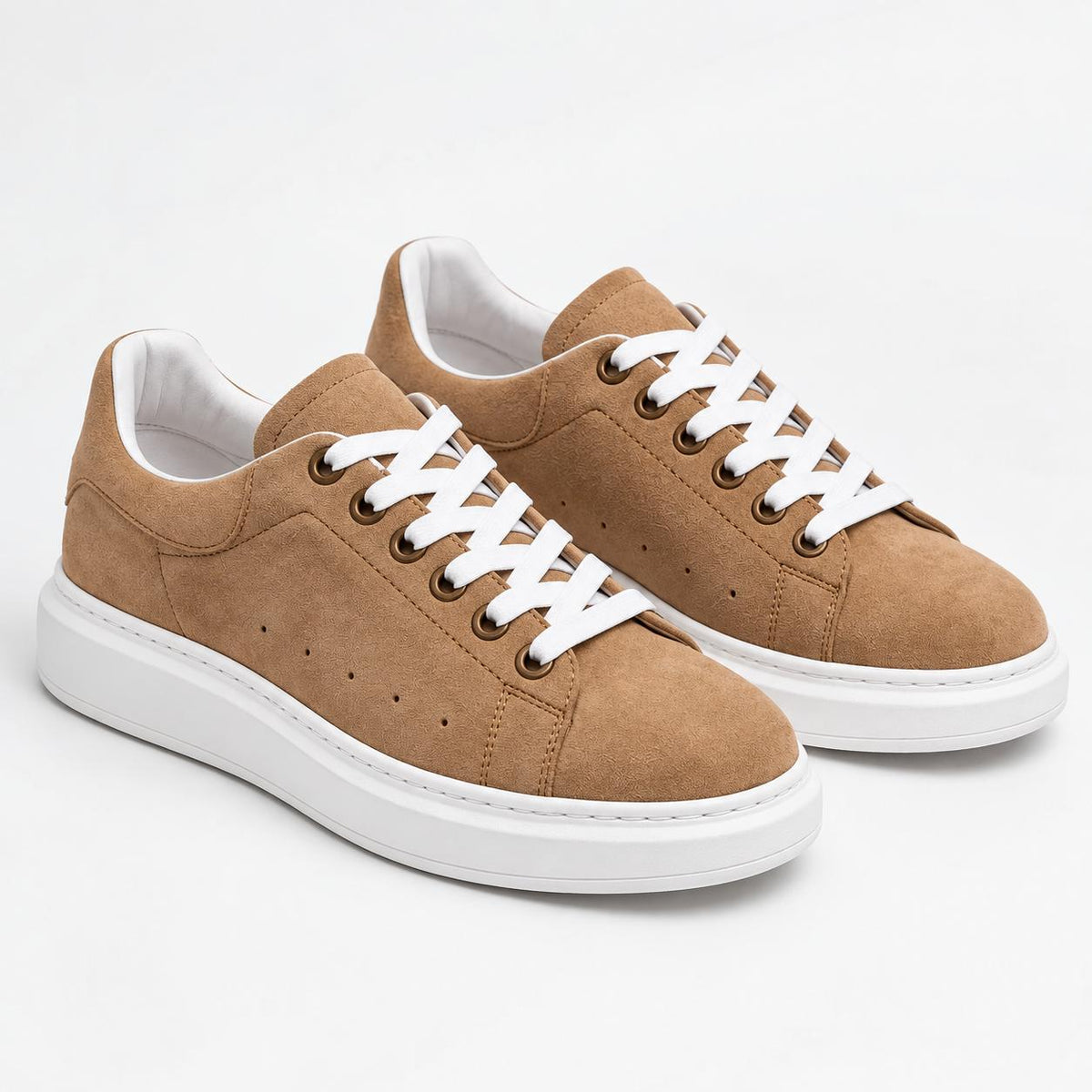 Pantofi sport bărbați PIELE INTOARSA naturală 4101 Culoare BEJ-ALB