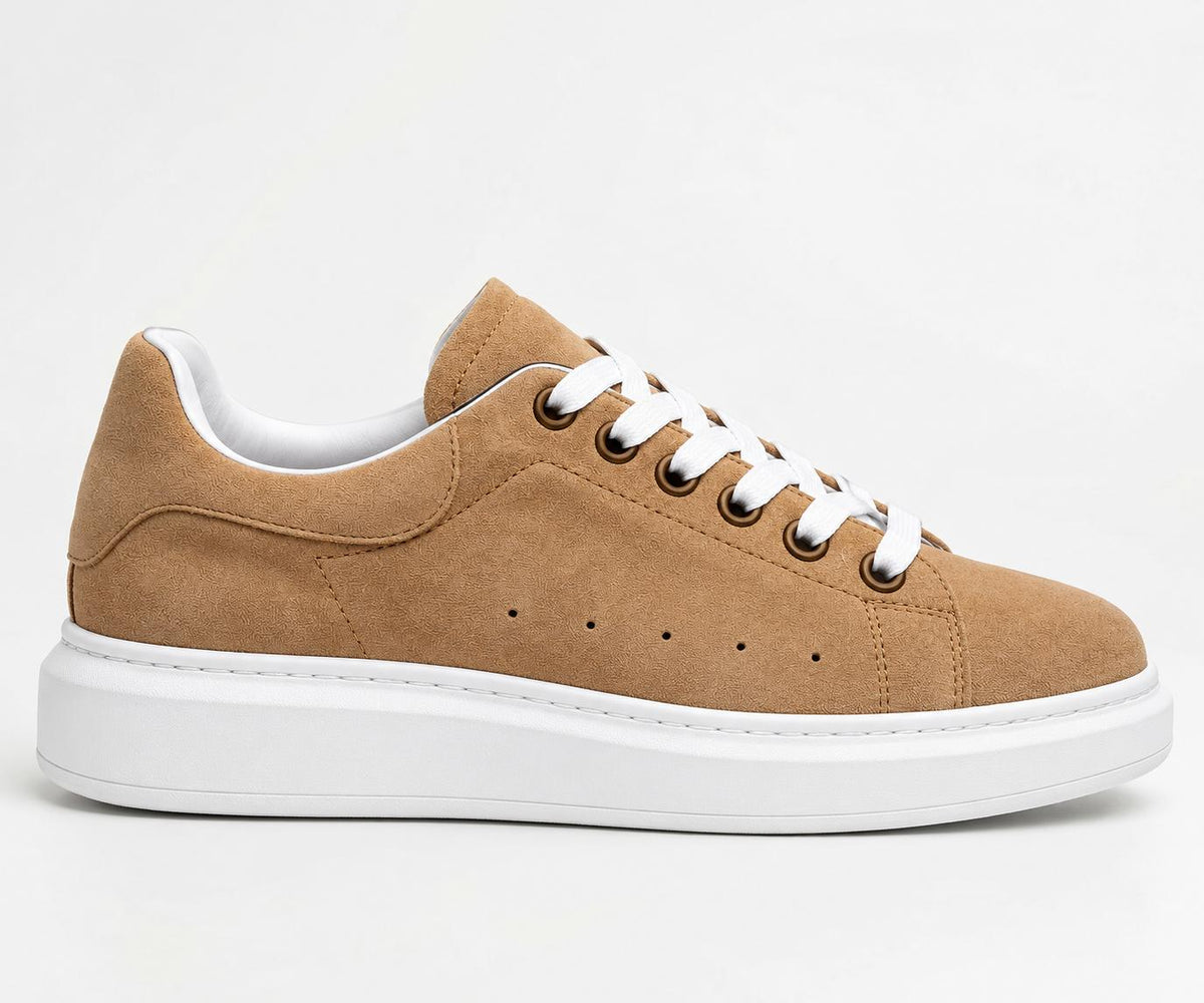 Pantofi sport bărbați PIELE INTOARSA naturală 4101 Culoare BEJ-ALB