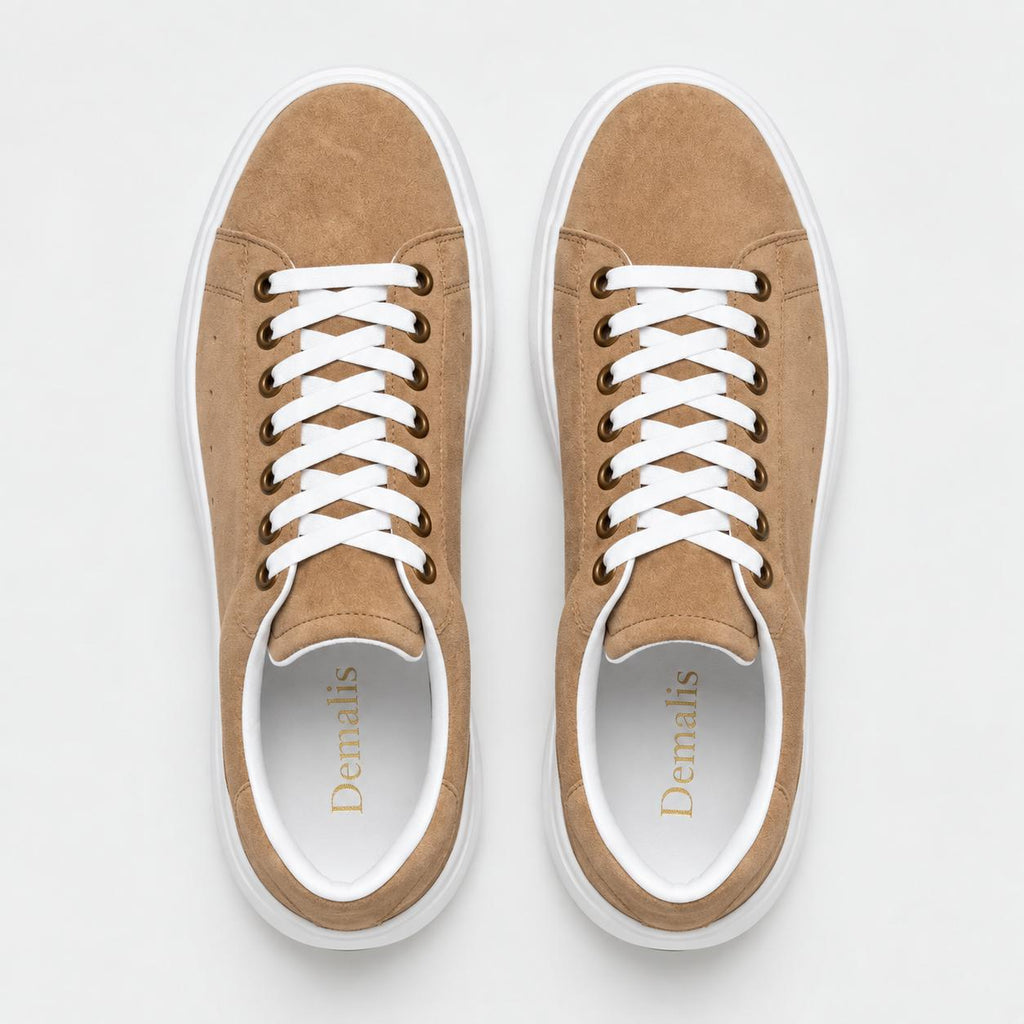 Pantofi sport bărbați PIELE INTOARSA naturală 4101 Culoare BEJ-ALB
