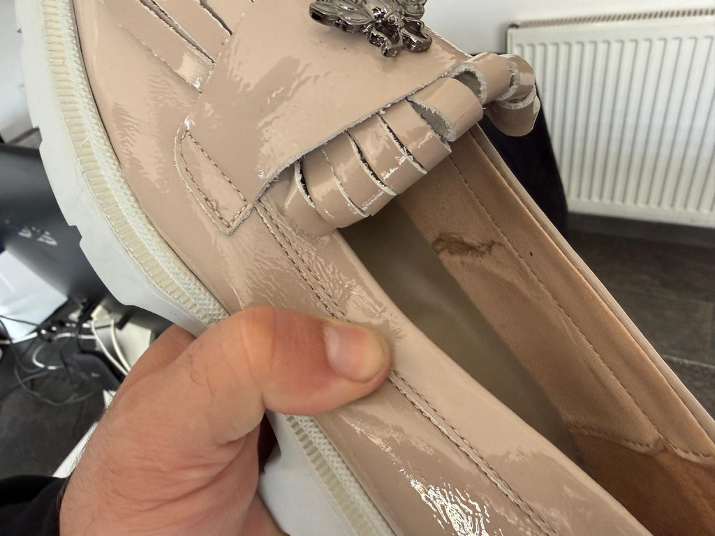 Mocasini damă culoare nude din piele naturală lacuita cod 131 OUTLET