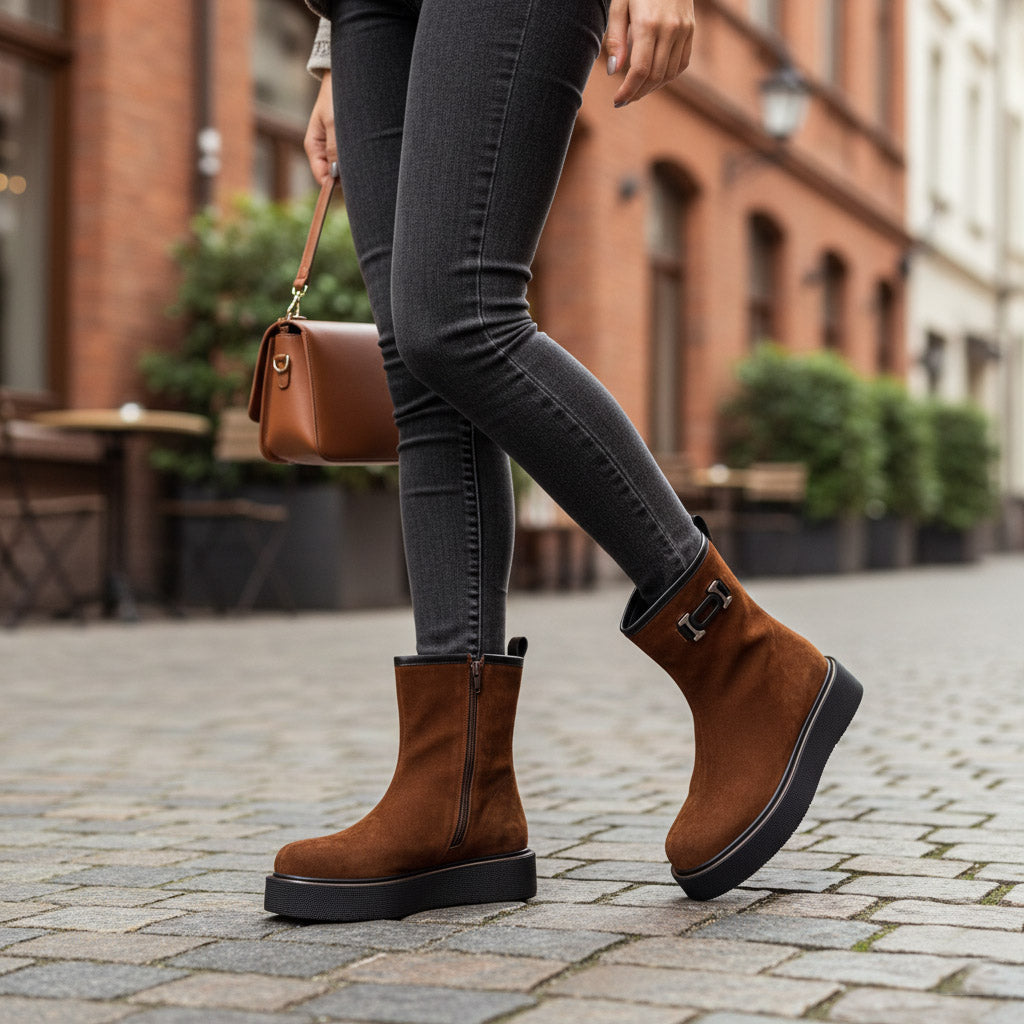 Ghete damă piele naturală INTOARSA l 551-L1468R-1 I MARO