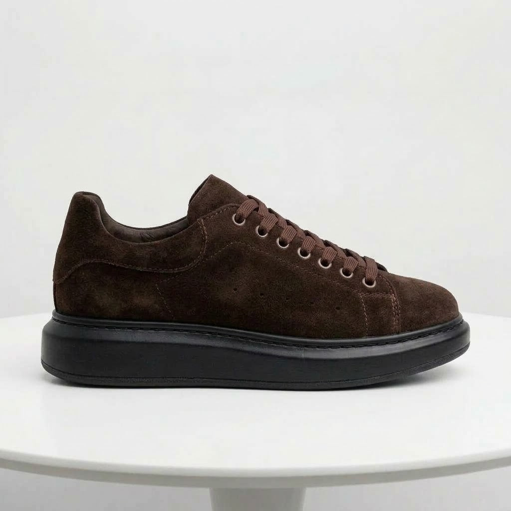 Pantofi sport bărbați PIELE INTOARSA naturală 4101 Culoare MARO CIOCOLATA