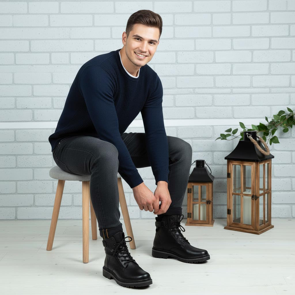 Ghete bărbați piele naturală | 517 Negru