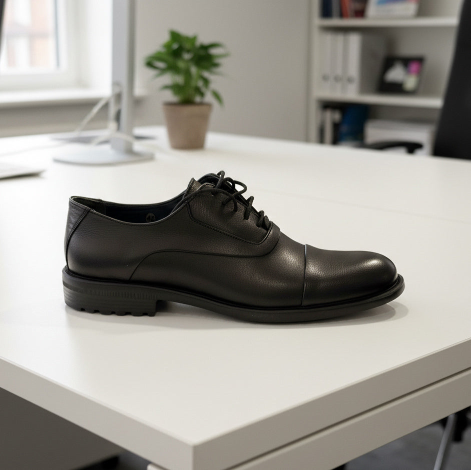 Pantofi bărbați din piele naturală l culoare  neagra l cod 1625