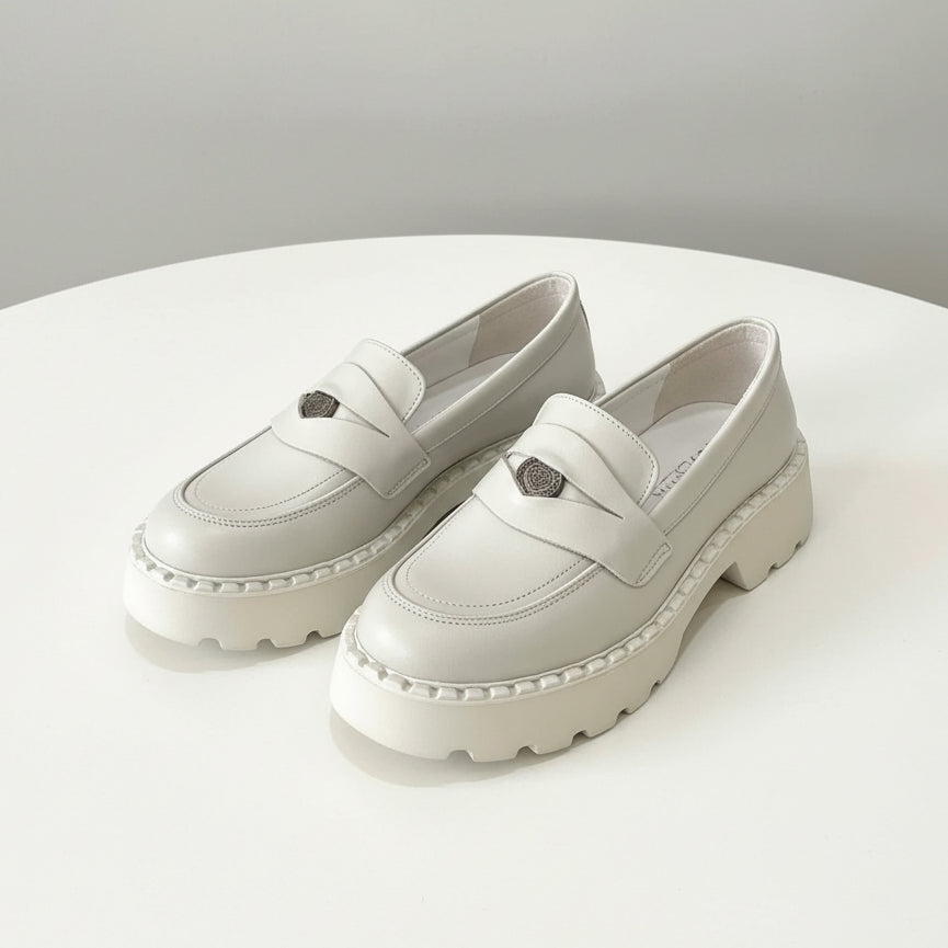 Mocasini damă culoare alb natur din piele naturală 129