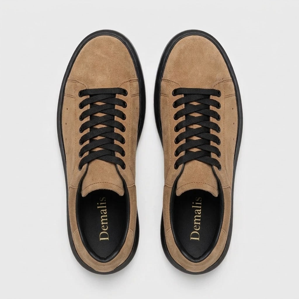 Pantofi sport bărbați PIELE INTOARSA naturală 4101 Culoare BEJ
