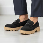 Pantofi din piele intoarsa naturala l cod  l culoare neagra  COD 098 746-1