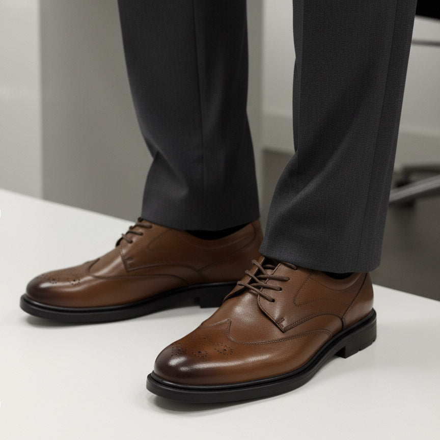 Pantofi eleganți bărbați din piele naturală l culoare  maro l cod A22185-1