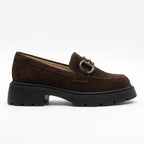 Mocasini Damă Premium din Piele Întoarsă Maro Ciocolată cu Talpă Groasă – TN cod 132