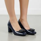 Pantofi eleganti dama din piele naturala lacuita l culoare bleumarin l cod 1868