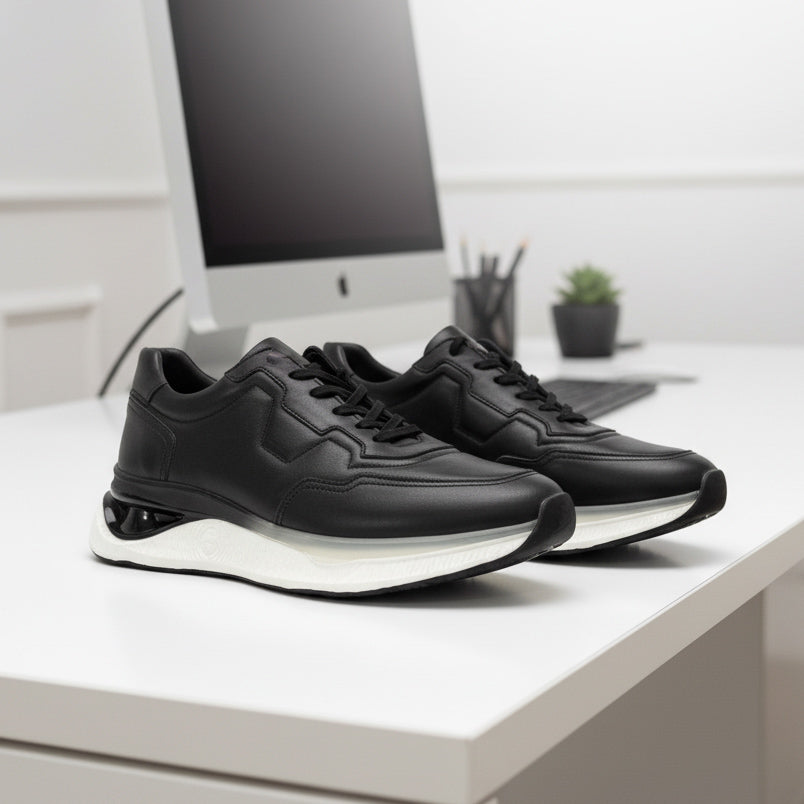 Pantofi sport bărbați piele naturală l negru l cod