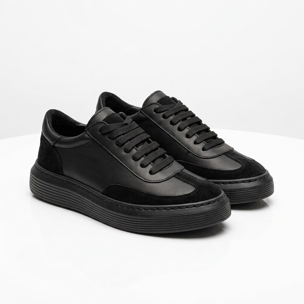 Pantofi sport din piele naturala, culoare NEGRU, COD 128-1