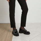 Mocasini damă negri cu talpă groasă din piele naturală lacuita 132 lac