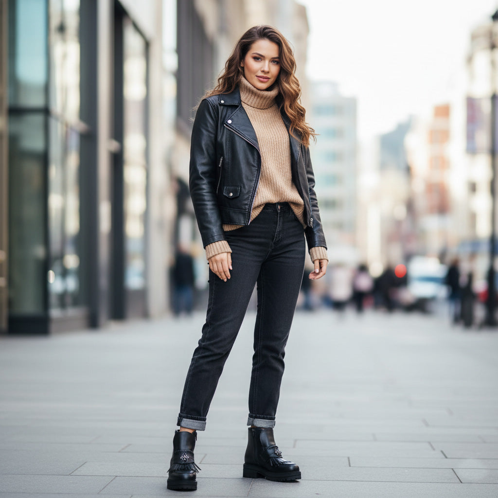 Ghete damă piele naturală  | cod 743-florenza culoare neagra