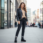 Ghete damă piele naturală  | cod 743-florenza culoare neagra