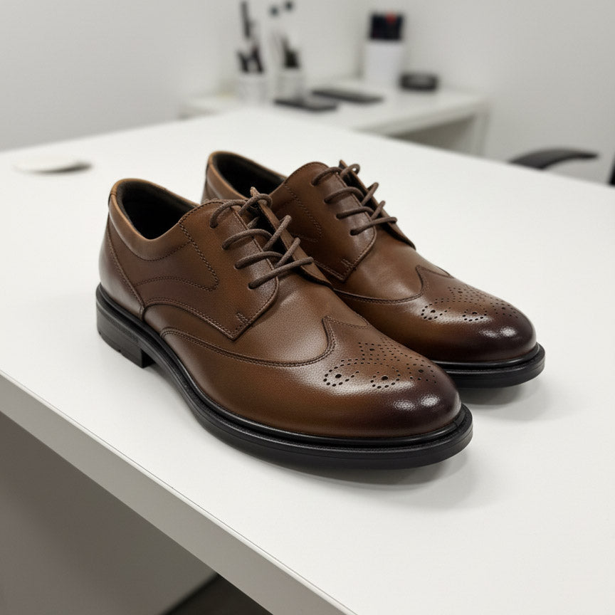 Pantofi eleganți bărbați din piele naturală l culoare  maro l cod A22185-1