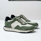 Pantofi sport bărbați piele naturală 462 verde-alb natur