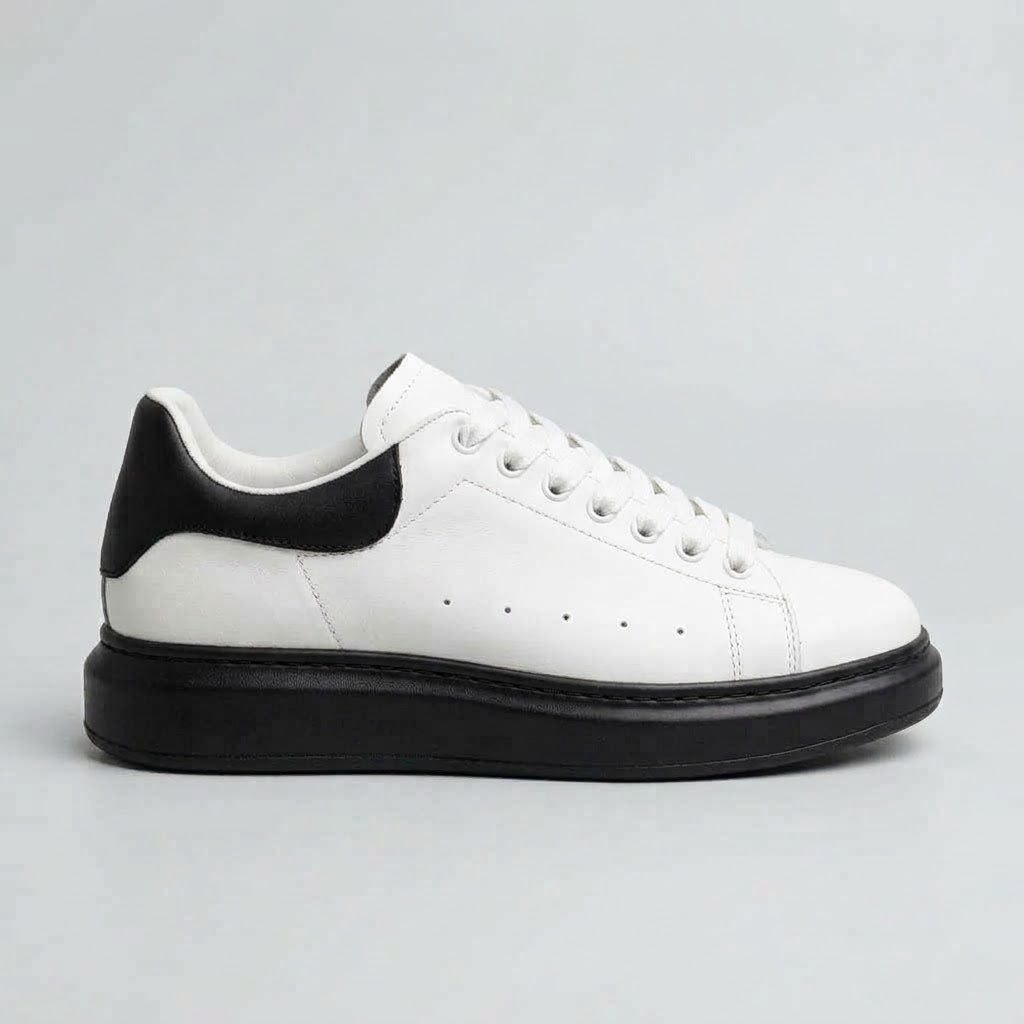 Pantofi sport bărbați PIELE NATURALA Culoare ALB-NEGRU