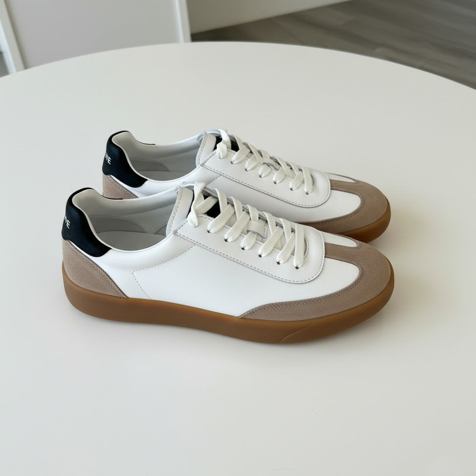 Pantofi 128 casual din piele naturala culoare alb-bej